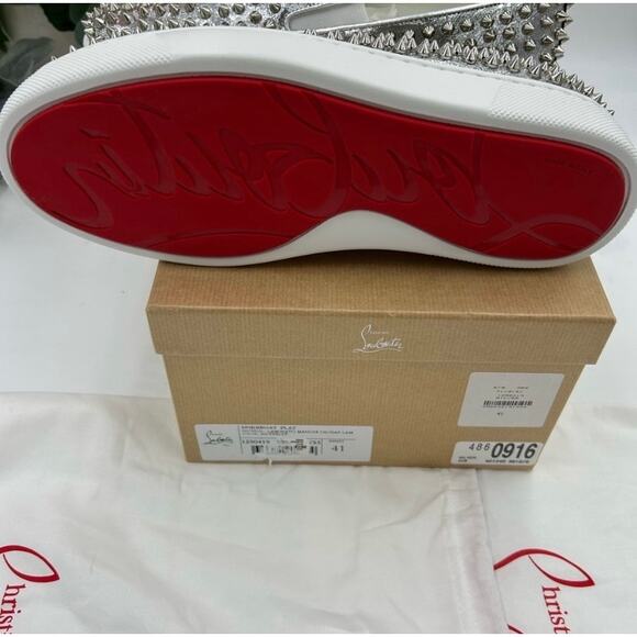 Men's Christian Louboutin spike boat, leather sneakers size 41 made in Italy - Picture 12 of 13